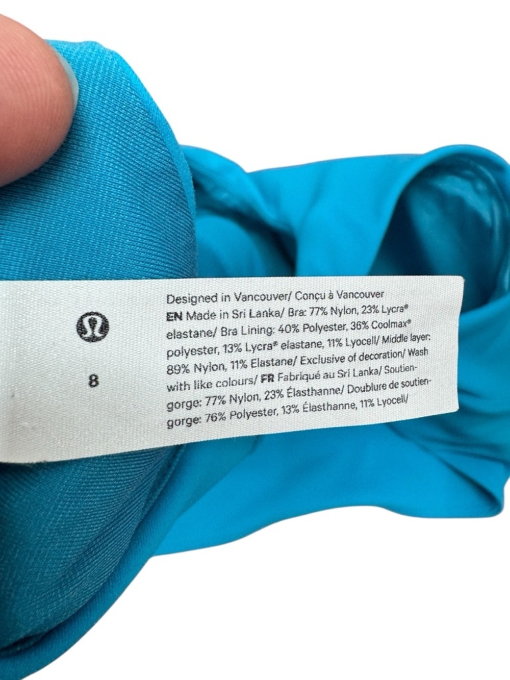 lululemon athletica High-Neck Racerback Sports Bra - Turquoise Blue - Picture 5 of 5